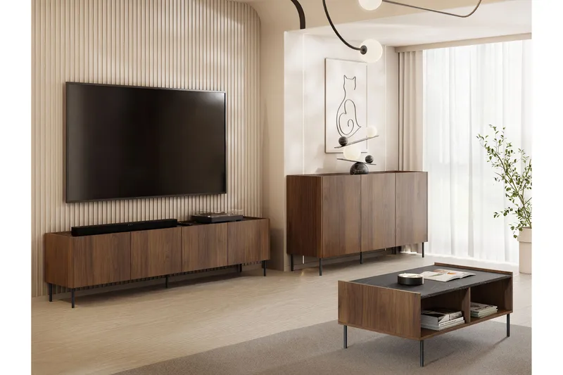 Akihito Huonekalusetti Olohuoneeseen - Ruskea - Huonekalut - Kalustesetit - Olohuoneen kalustesetit