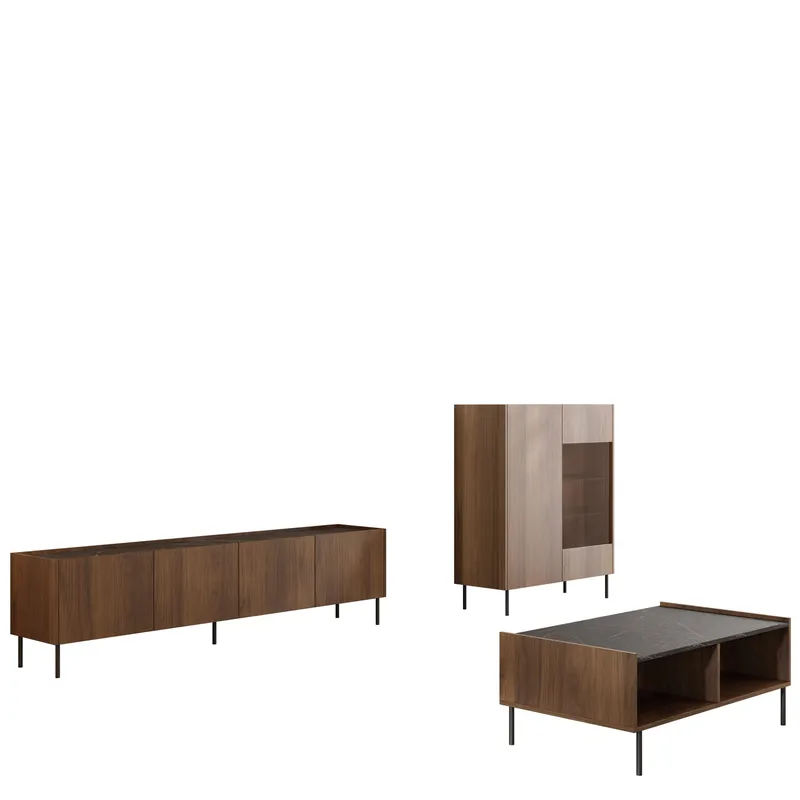 Akihito Olohuoneen kalustepaketti - Ruskea - Huonekalut - Kalustesetit - Olohuoneen kalustesetit