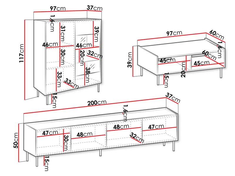 Akihito Olohuoneen kalustepaketti - Ruskea - Huonekalut - Kalustesetit - Olohuoneen kalustesetit