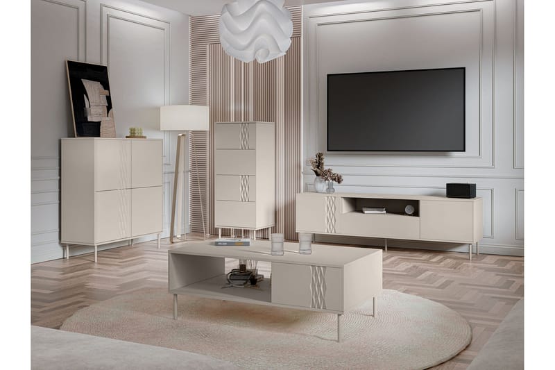 Akiko Huonekalusetti Olohuoneeseen - Beige - Huonekalut - Kalustesetit - Olohuoneen kalustesetit