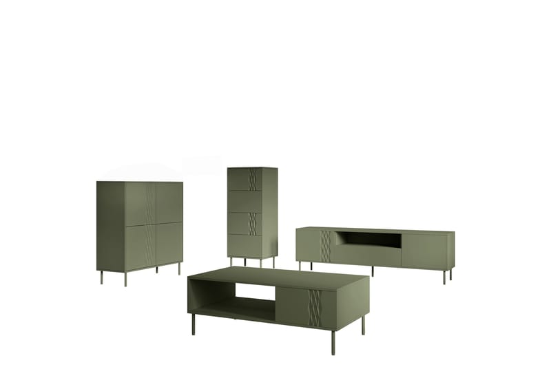 Akiko Huonekalusetti Olohuoneeseen - Vihreä - Huonekalut - Kalustesetit - Olohuoneen kalustesetit