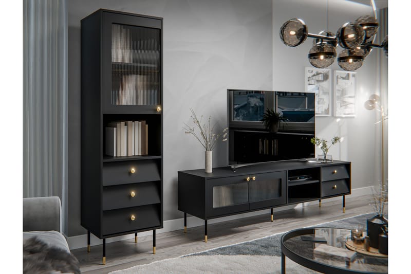 Akilesh Huonekalusetti Olohuoneeseen - Musta - Huonekalut - Kalustesetit - Olohuoneen kalustesetit