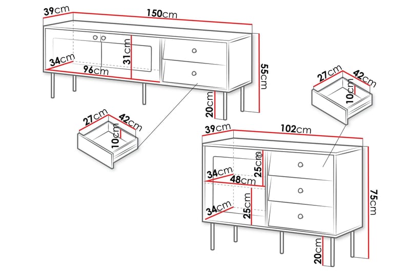 Akilesh Huonekalusetti Olohuoneeseen - Valkoinen - Huonekalut - Kalustesetit - Olohuoneen kalustesetit