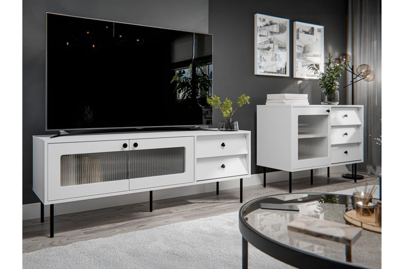 Akilesh Huonekalusetti Olohuoneeseen - Valkoinen - Huonekalut - Kalustesetit - Olohuoneen kalustesetit