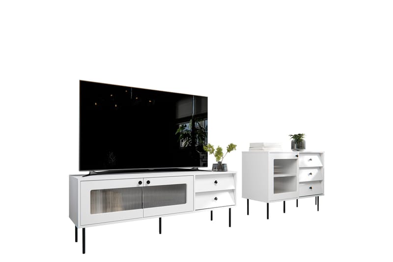 Akilesh Huonekalusetti Olohuoneeseen - Valkoinen - Huonekalut - Kalustesetit - Olohuoneen kalustesetit