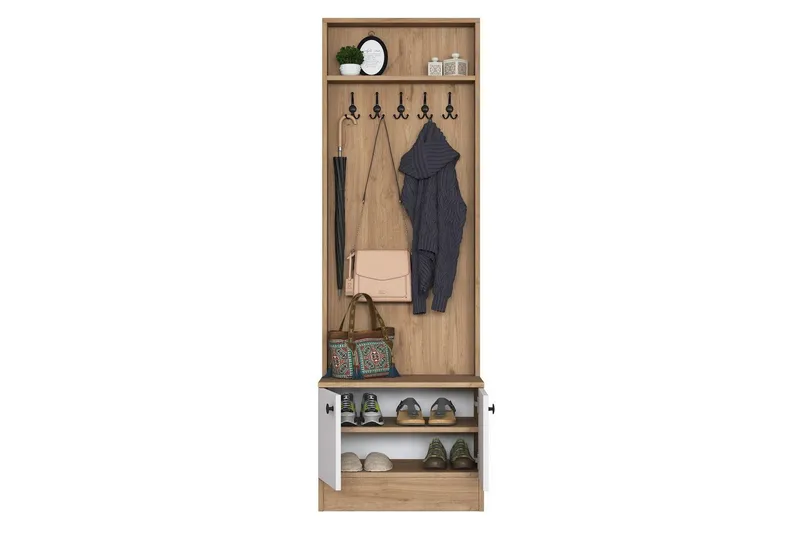 Alvric Eteiskalustesetti - Pähkinä/Valkoinen - Huonekalut - Kalustesetit - Eteisen kalustesetit