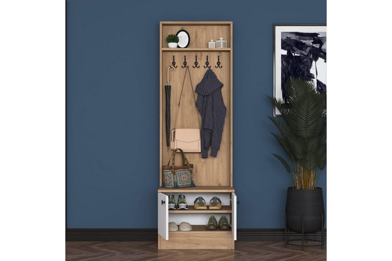 Alvric Eteiskalustesetti - Pähkinä/Valkoinen - Huonekalut - Kalustesetit - Eteisen kalustesetit