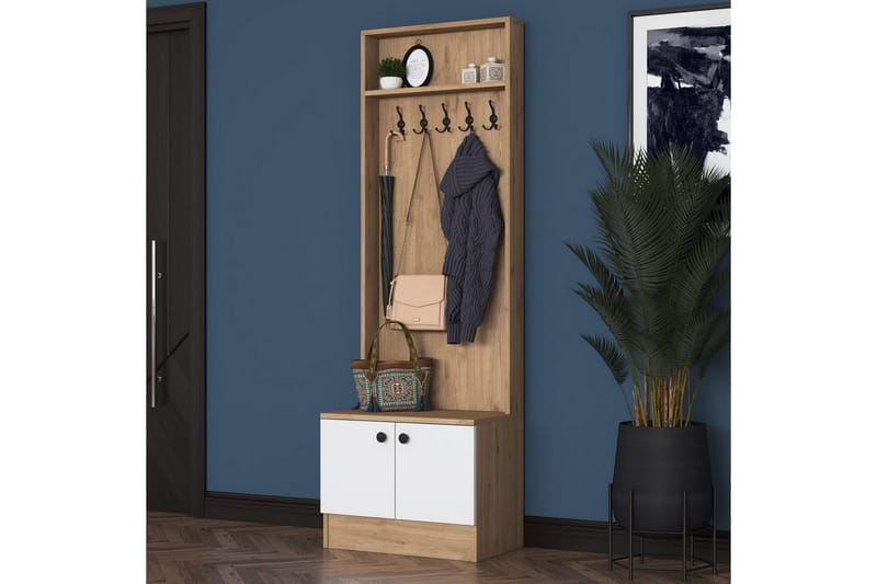 Alvric Eteiskalustesetti - Pähkinä/Valkoinen - Huonekalut - Kalustesetit - Eteisen kalustesetit