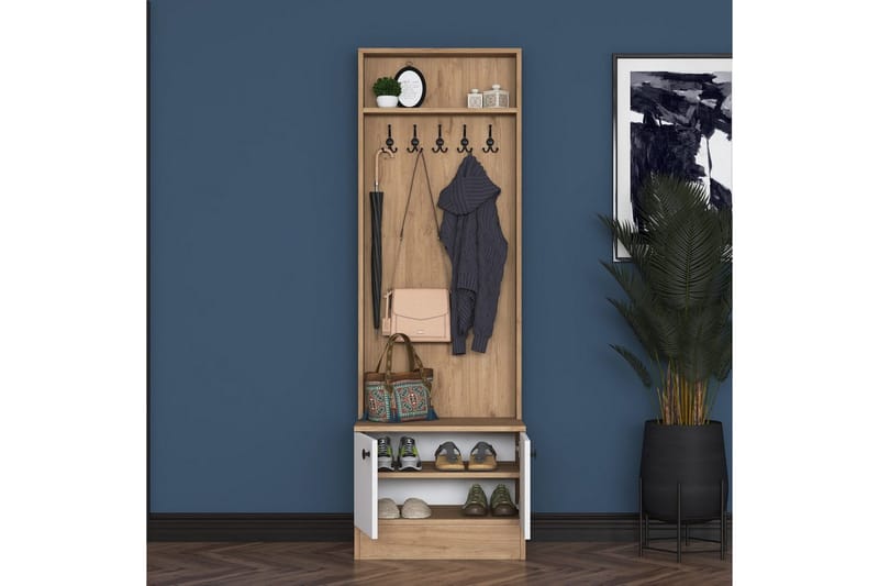 Alvric Eteiskalustesetti - Pähkinä/Valkoinen - Huonekalut - Kalustesetit - Eteisen kalustesetit