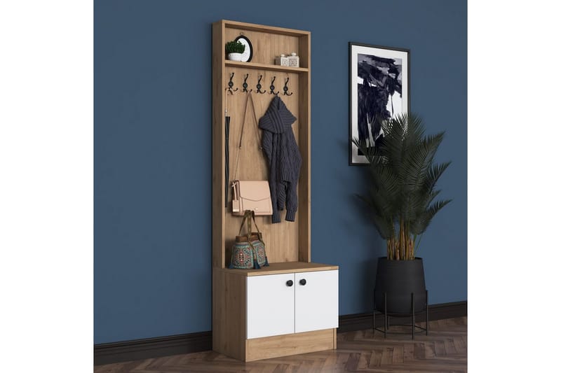 Alvric Eteiskalustesetti - Pähkinä/Valkoinen - Huonekalut - Kalustesetit - Eteisen kalustesetit