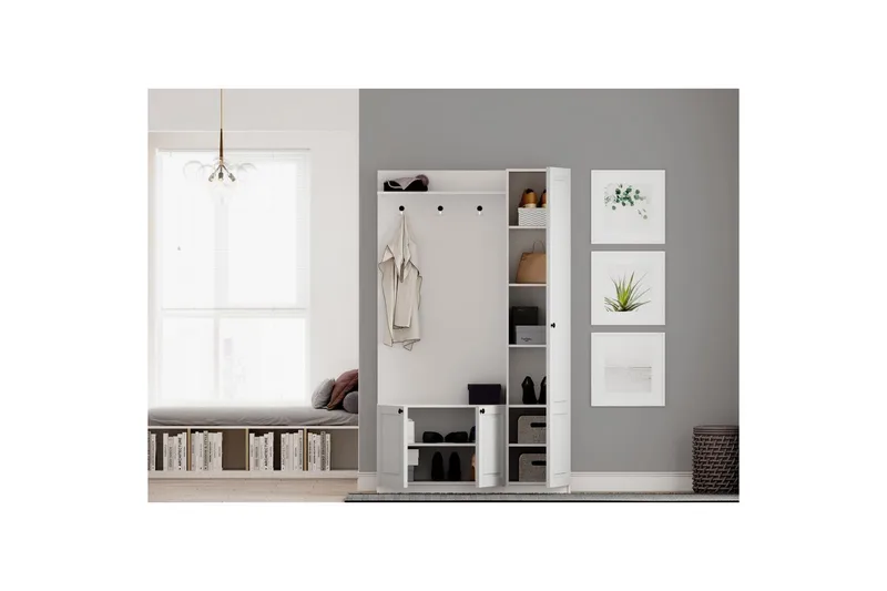 Alvric Hattuhylly 120 cm - Matta Valkoinen - Huonekalut - Kalustesetit - Eteisen kalustesetit