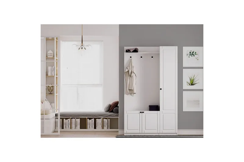 Alvric Hattuhylly 120 cm - Matta Valkoinen - Huonekalut - Kalustesetit - Eteisen kalustesetit