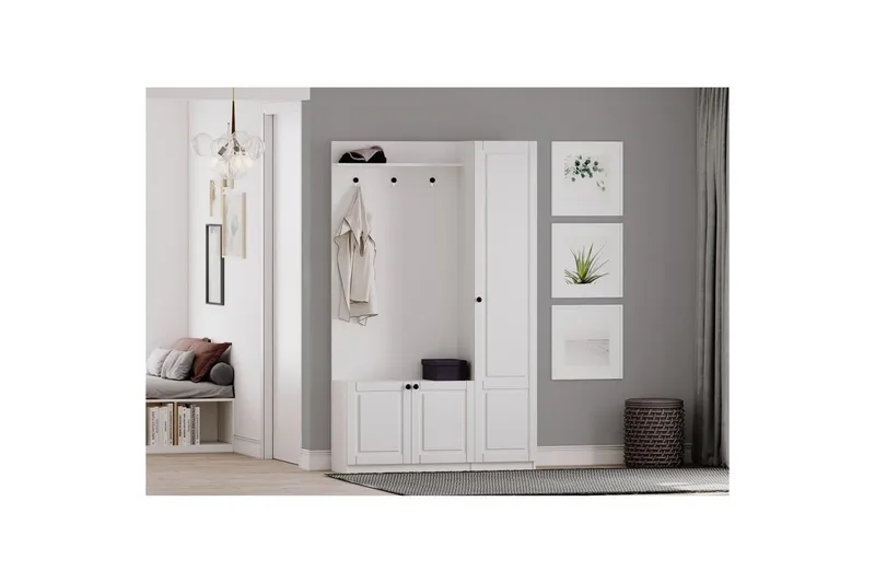 Alvric Hattuhylly 120 cm - Matta Valkoinen - Huonekalut - Kalustesetit - Eteisen kalustesetit