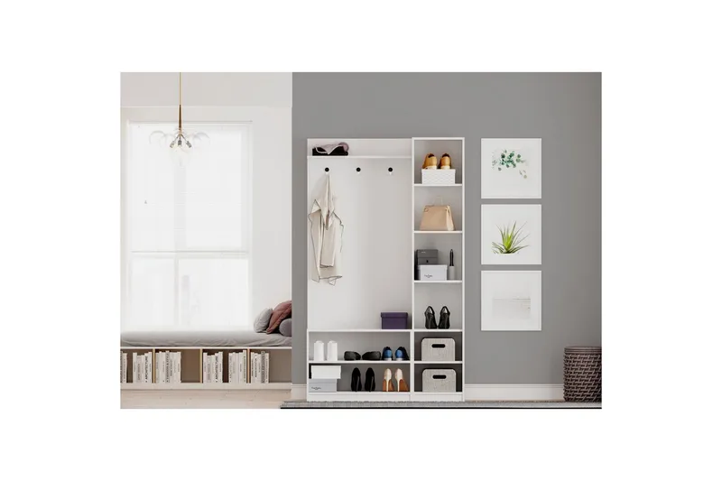 Alvric Hattuhylly 120 cm - Matta Valkoinen - Huonekalut - Kalustesetit - Eteisen kalustesetit