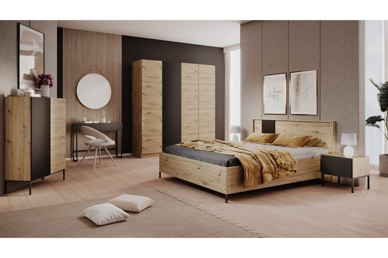 Amelus Huonekalusetti Makuuhuoneeseen - Ruskea - Huonekalut - Kalustesetit - Makuuhuoneen kalustesetit