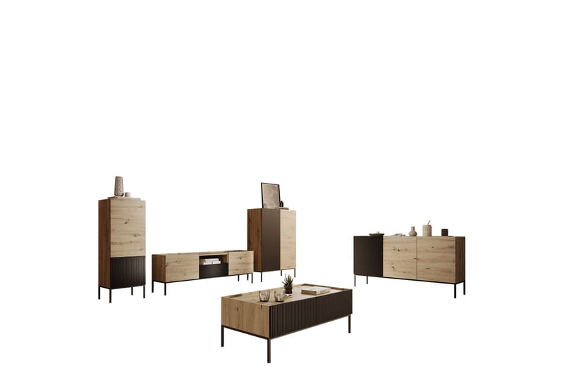 Amelus Huonekalusetti Olohuoneeseen - Ruskea - Huonekalut - Kalustesetit - Olohuoneen kalustesetit