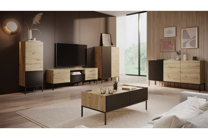 Amelus Huonekalusetti Olohuoneeseen - Ruskea - Huonekalut - Kalustesetit - Olohuoneen kalustesetit