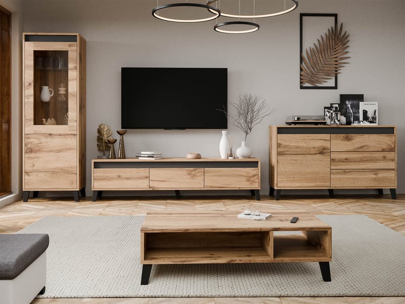 Amshyttan Olohuoneen kalustepaketti - Ruskea/Musta - Huonekalut - Kalustesetit - Olohuoneen kalustesetit