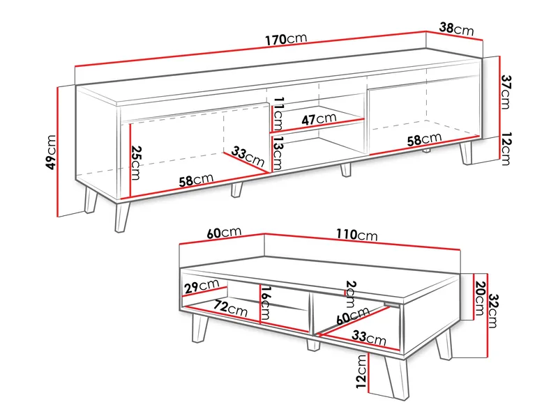 Amshyttan Olohuoneen kalustepaketti - Ruskea/Musta - Huonekalut - Kalustesetit - Olohuoneen kalustesetit