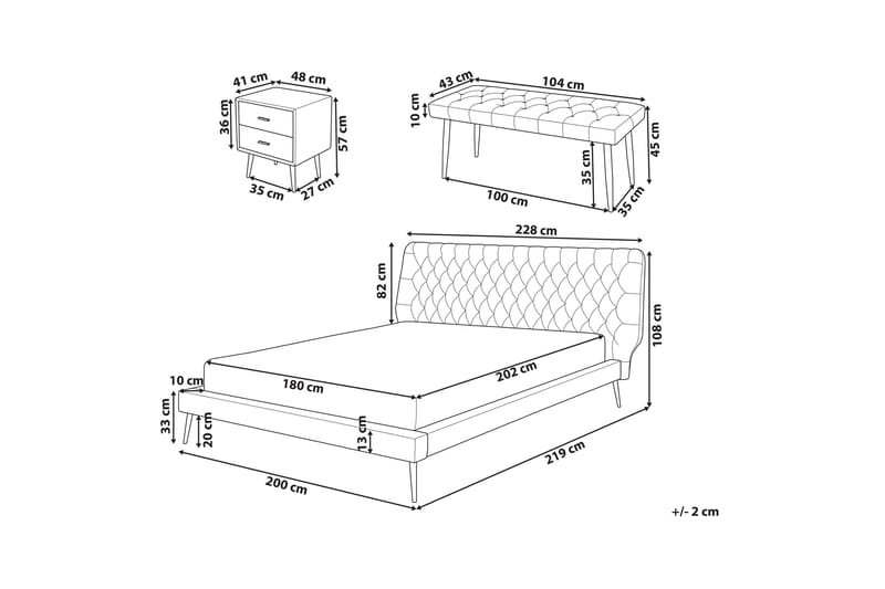 Aranne Makuuhuoneen Kalustesarja - Harmaa - Huonekalut - Kalustesetit - Makuuhuoneen kalustesetit