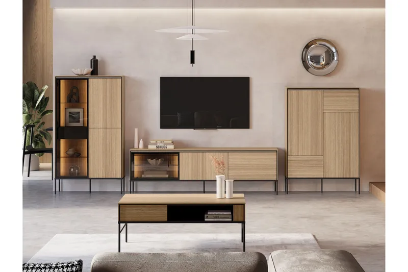 Basici-Huonekalusetti Olohuoneeseen - Valkoinen/Musta - Huonekalut - Kalustesetit - Olohuoneen kalustesetit