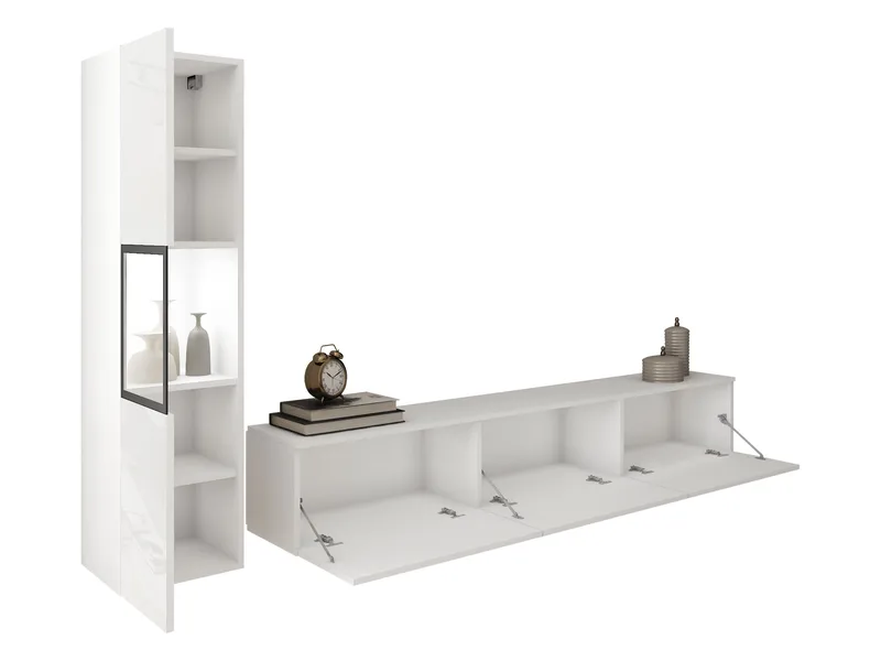 Bergfelde TV-yksikkö 2 osaa Valaistuksella - Huonekalut - Kalustesetit - Olohuoneen kalustesetit