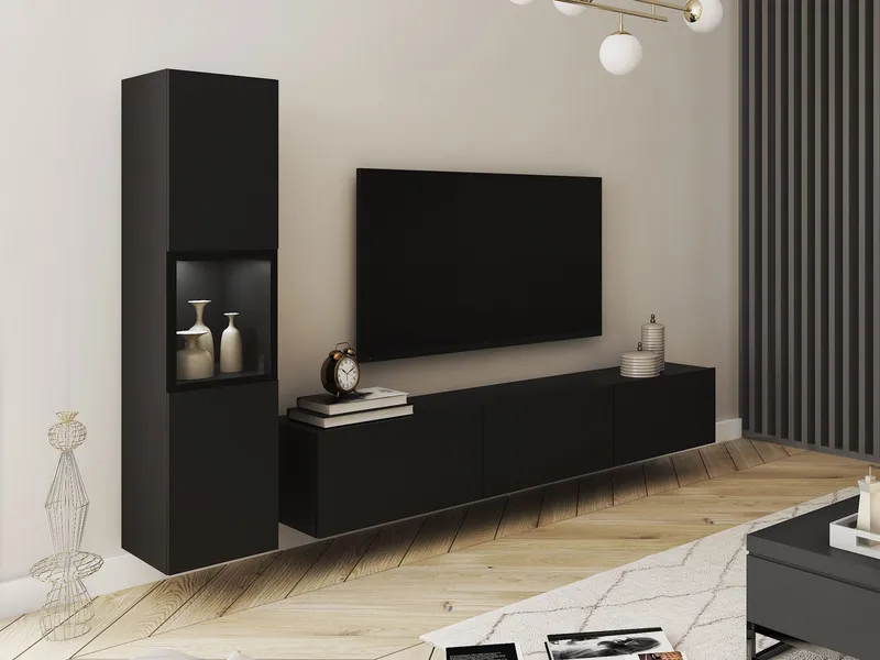 Bergfelde TV-yksikkö 2 osaa Valaistuksella - Huonekalut - Kalustesetit - Olohuoneen kalustesetit