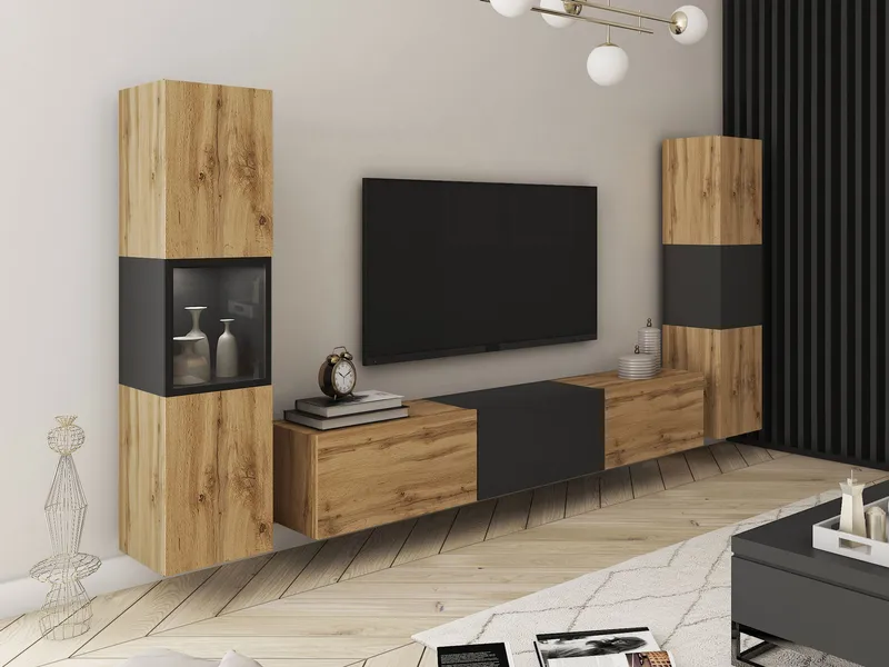 Bergfelde TV-yksikkö 3 osaa Valaistuksella - Huonekalut - Kalustesetit - Olohuoneen kalustesetit