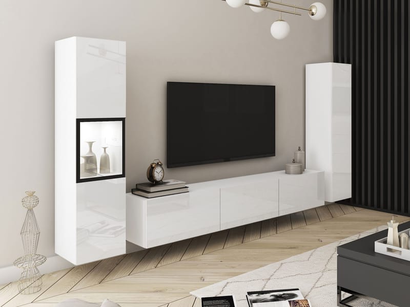 Bergfelde TV-yksikkö 3 osaa Valaistuksella - Huonekalut - Kalustesetit - Olohuoneen kalustesetit