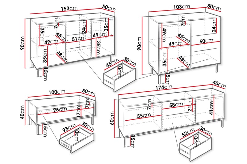 Bjurholm Huonekalusetti Olohuoneeseen - Beige - Huonekalut - Kalustesetit - Olohuoneen kalustesetit