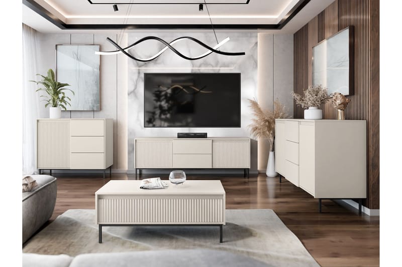 Bjurholm Huonekalusetti Olohuoneeseen - Beige - Huonekalut - Kalustesetit - Olohuoneen kalustesetit