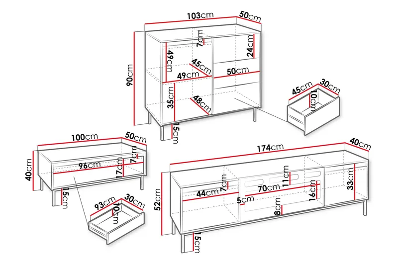 Bjurholm Kalustesarja Olohuoneeseen - Beige - Huonekalut - Kalustesetit - Olohuoneen kalustesetit