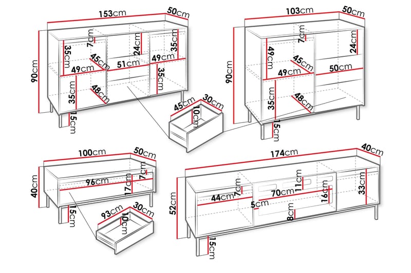 Bjurholm Kalustesarja Olohuoneeseen - Beige - Huonekalut - Kalustesetit - Olohuoneen kalustesetit