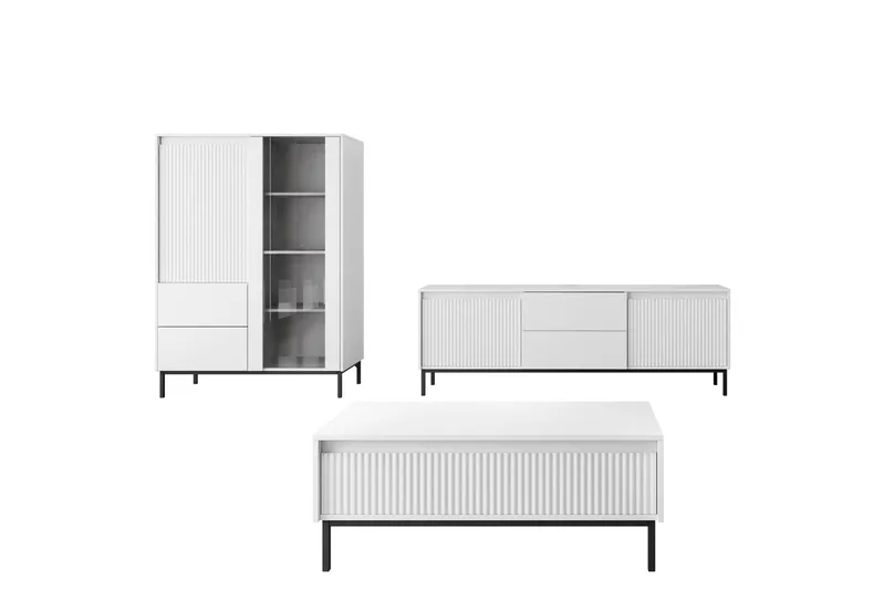 Bjurholm Kalustesarja Olohuoneeseen - Valkoinen - Huonekalut - Kalustesetit - Olohuoneen kalustesetit