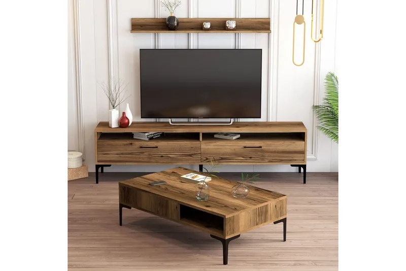 Brutorp Kalustesetti Olohuoneeseen - Pähkinä - Huonekalut - Kalustesetit - Olohuoneen kalustesetit