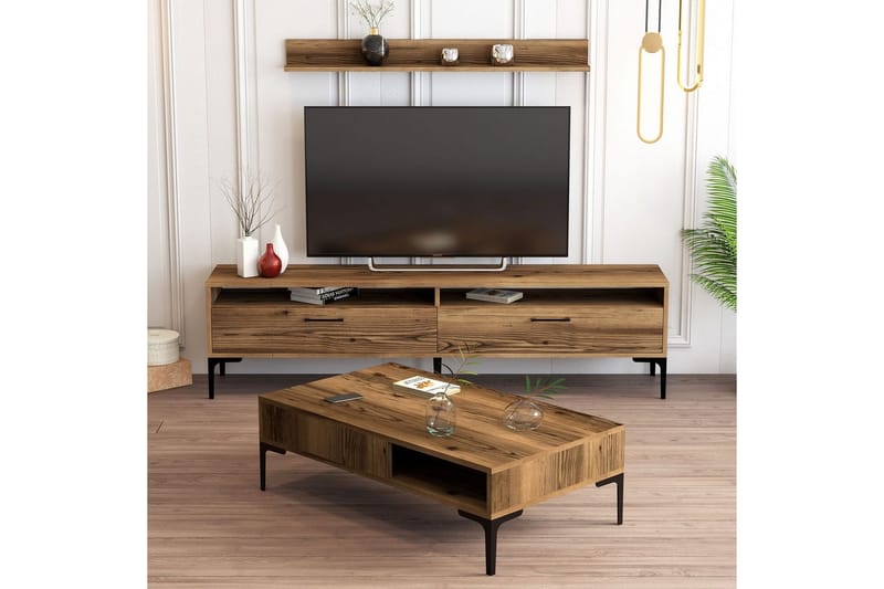 Brutorp Kalustesetti Olohuoneeseen - Pähkinä - Huonekalut - Kalustesetit - Olohuoneen kalustesetit