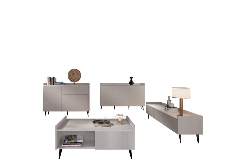 Chiku Huonekalusetti Olohuoneeseen - Beige - Huonekalut - Kalustesetit - Olohuoneen kalustesetit