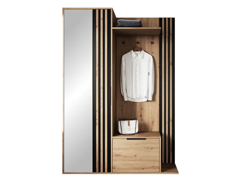 Cinerea eteiskalustesarja 140 cm - ruskea, musta - Huonekalut - Kalustesetit - Eteisen kalustesetit