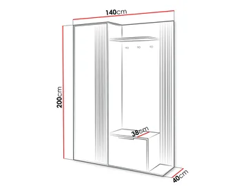 Cinerea eteiskalustesarja 140 cm - ruskea, musta - Huonekalut - Kalustesetit - Eteisen kalustesetit