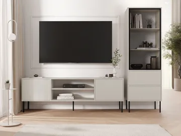 Claven olohuoneen kalustesetti – TV-taso ja vitriinikaappi - beige - Huonekalut - Kalustesetit - Olohuoneen kalustesetit