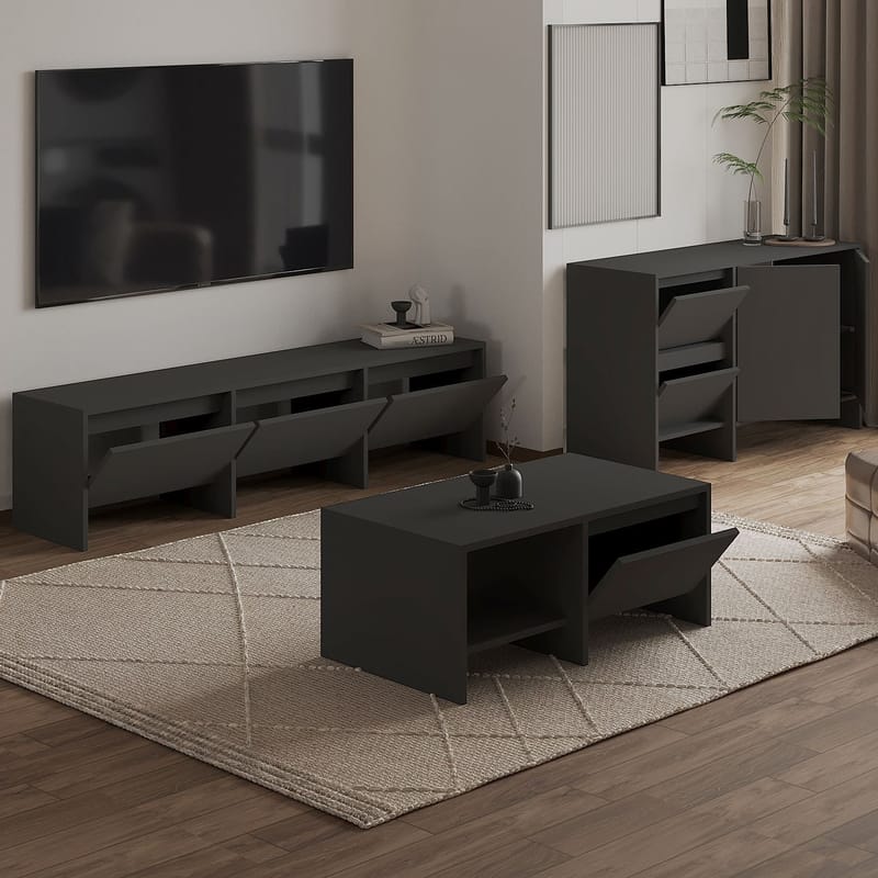 Crala olohuonekalustesetti 160x40x35 cm - Antrasiitti - Huonekalut - Kalustesetit - Olohuoneen kalustesetit