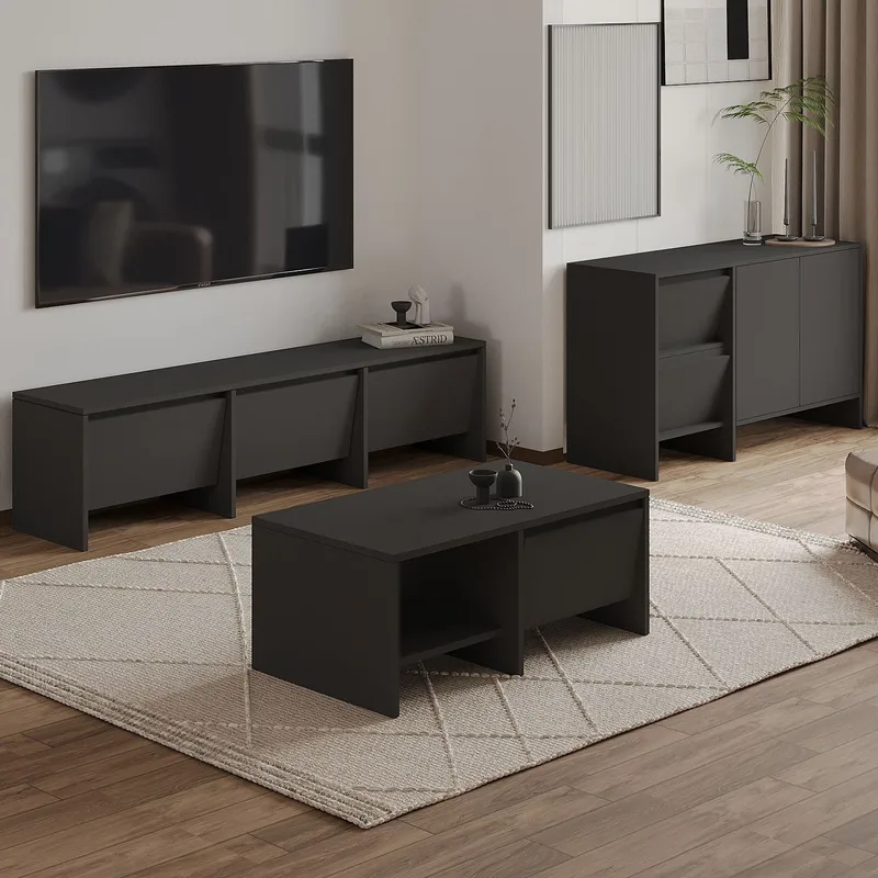 Crala olohuonekalustesetti 160x40x35 cm - Antrasiitti - Huonekalut - Kalustesetit - Olohuoneen kalustesetit
