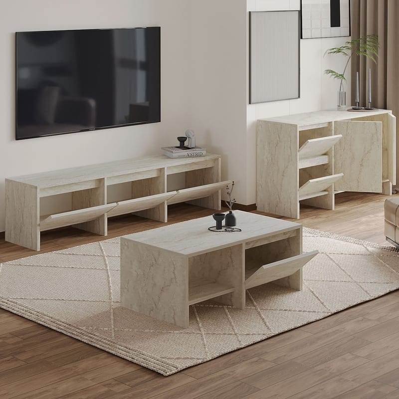 Crala olohuonekalustesetti 160x40x35 cm - Travertiini - Huonekalut - Kalustesetit - Olohuoneen kalustesetit