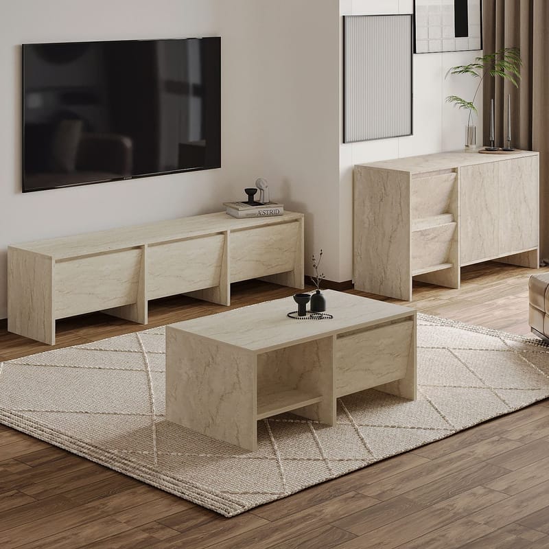 Crala olohuonekalustesetti 160x40x35 cm - Travertiini - Huonekalut - Kalustesetit - Olohuoneen kalustesetit