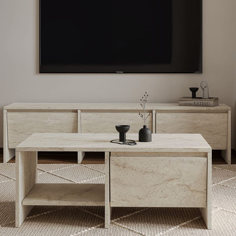 Crala olohuonekalustesetti 160x40x35 cm - Travertiini - Huonekalut - Kalustesetit - Olohuoneen kalustesetit