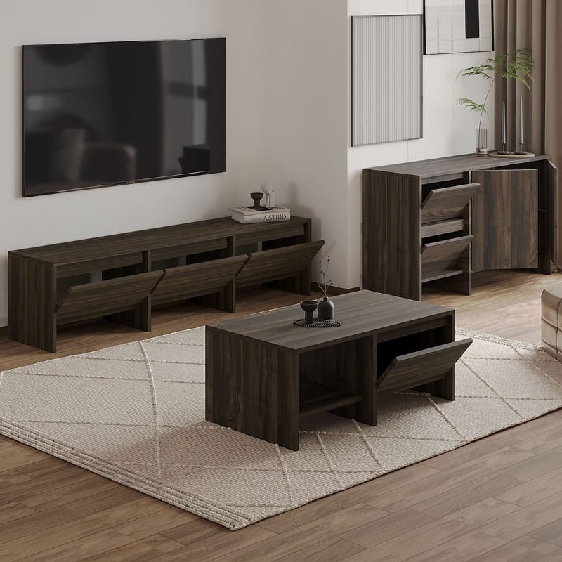 Crala olohuonekalustesetti 160x40x35 cm - Walnut - Huonekalut - Kalustesetit - Olohuoneen kalustesetit