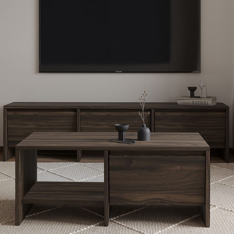 Crala olohuonekalustesetti 160x40x35 cm - Walnut - Huonekalut - Kalustesetit - Olohuoneen kalustesetit