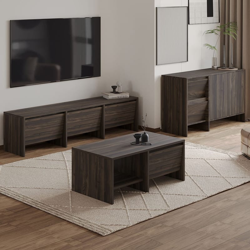 Crala olohuonekalustesetti 160x40x35 cm - Walnut - Huonekalut - Kalustesetit - Olohuoneen kalustesetit