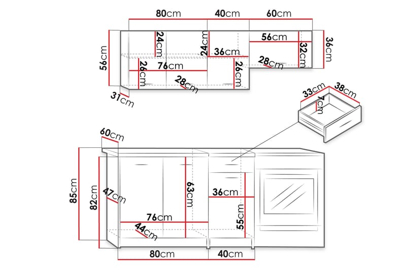 Crawley Huonekalusetti Keittiöön ja Ruokailutilaan - Beige - Huonekalut - Kalustesetit - Keittiön kalustesetit