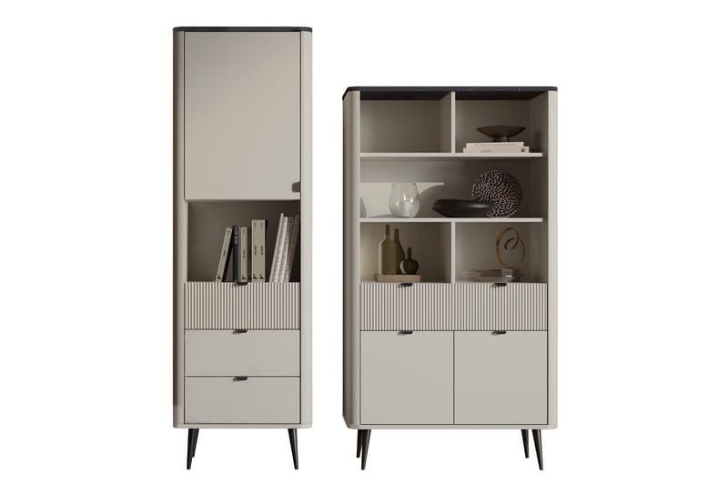 Cucina-Huonekalusetti Olohuoneeseen - Beige/Harmaa - Huonekalut - Kalustesetit - Olohuoneen kalustesetit